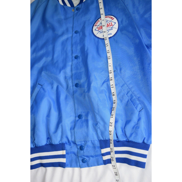 Vintage Softball Don-Alleson Athletic Satin Jacket Blue State Championship Sz L - Picture 8 of 10